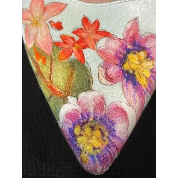 ~ Palter DeLiso 39 Monet Floral Silk Pump Size IT Italy Italian Heels Stiletto - Picture 2 of 16